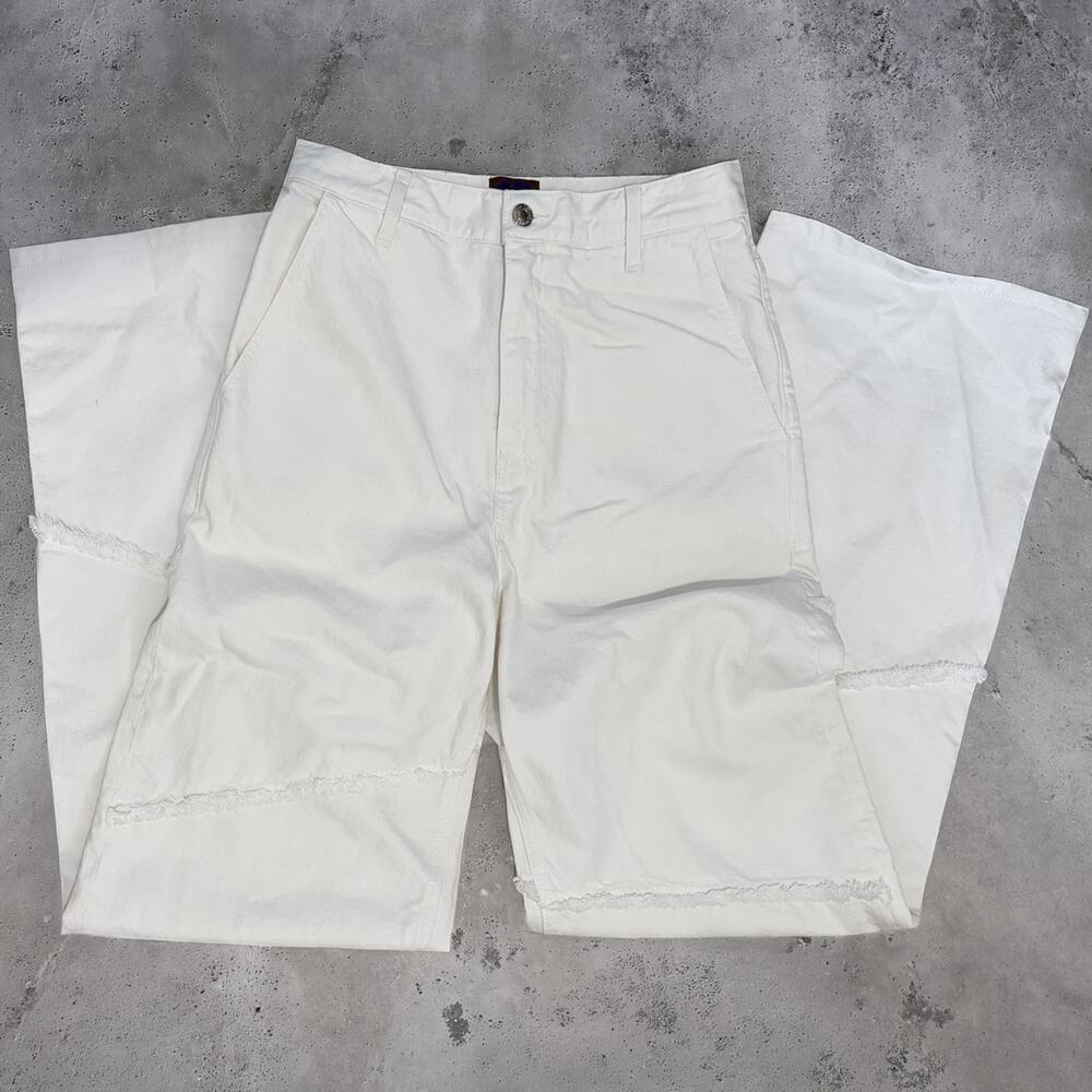 HEAVEN by Marc Jacobs Patchwork Wide Leg White Denim Jeans Size 26 Oversized Fit